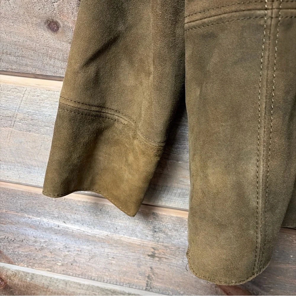 Vintage 2000s J Crew Suede Jacket Mens Size L Brown Brushed Soft Distressed Zip